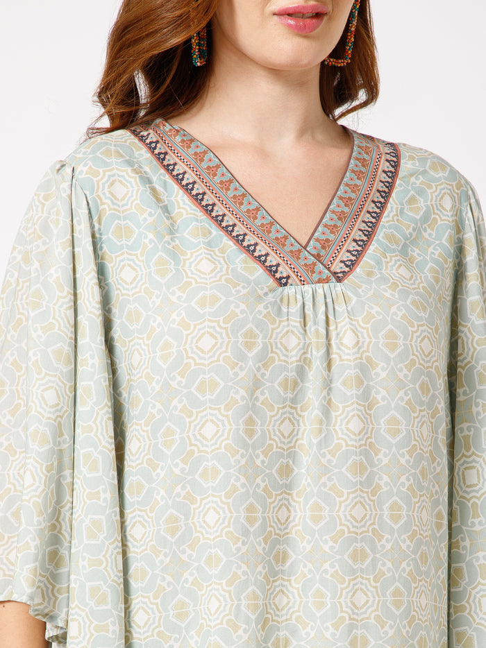 Nadia Organic Bamboo Printed Kaftan Top - Ellora