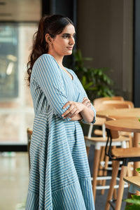 Hand-Blocked Asymmetric Cotton Dress - Attires