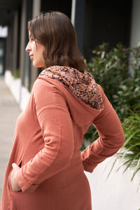 Rust Red Hooded Cotton Dress - Attires