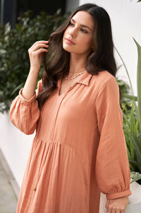 Dusty Peach Cotton Dress - Attires