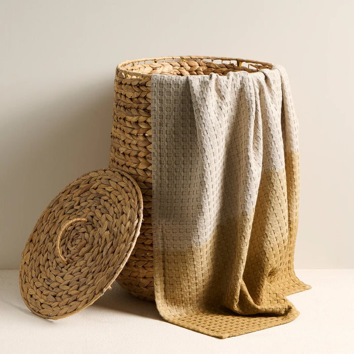 Dip dye textured waffle towel and hand towel set - Ellora