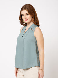 Hera Embroidered Linen Top - Ellora