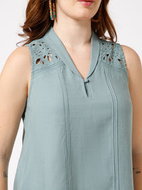 Hera Embroidered Linen Top - Ellora