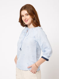 Azure Self Embroidered Top - Ellora