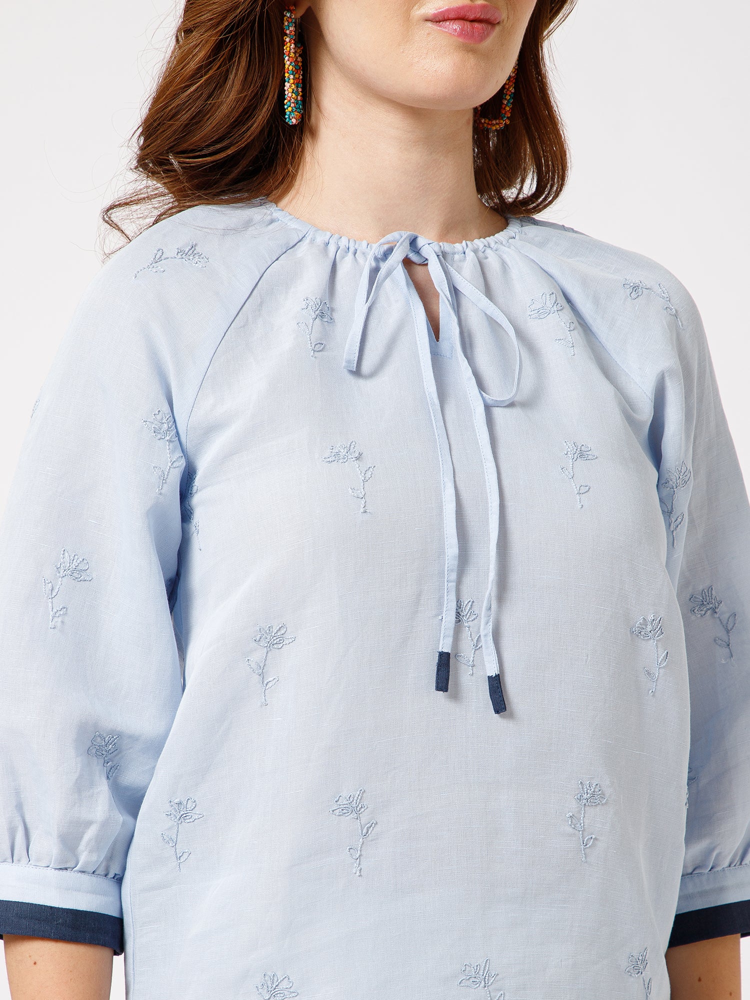 Azure Self Embroidered Top - Ellora