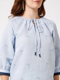 Azure Self Embroidered Top - Ellora