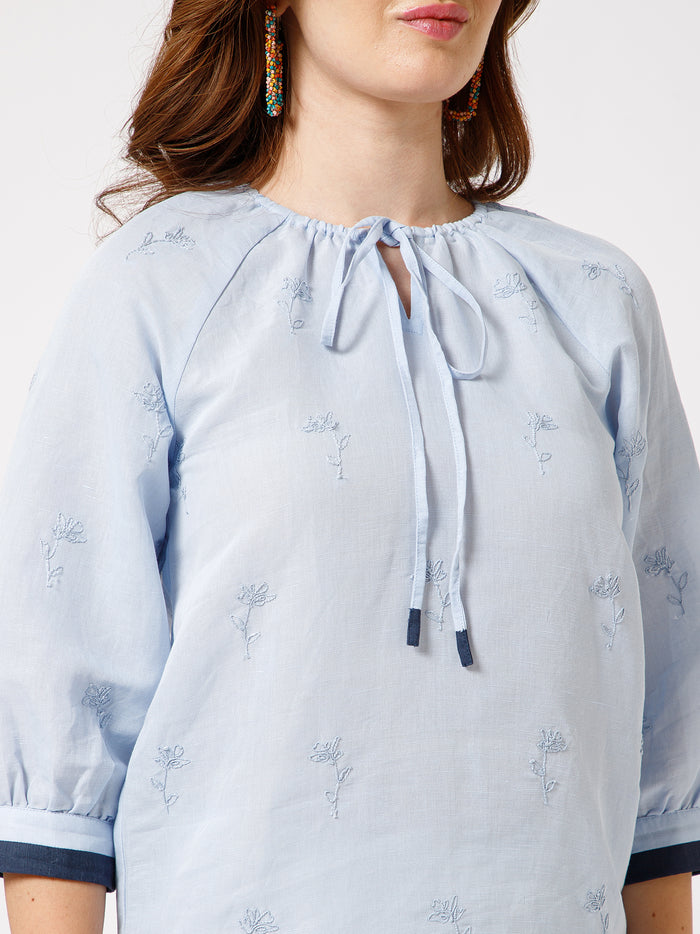Azure Self Embroidered Top - Ellora
