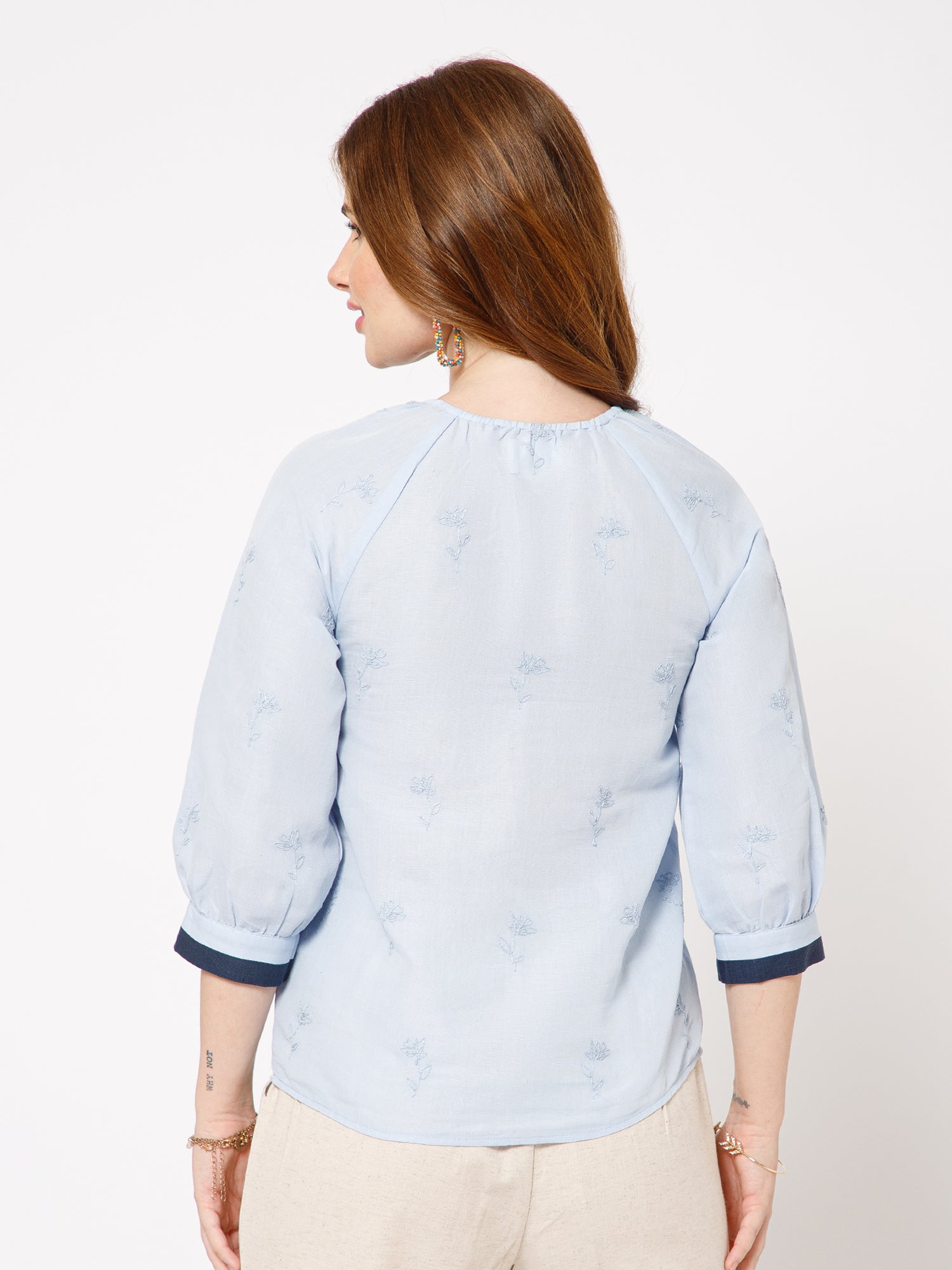 Azure Self Embroidered Top - Ellora