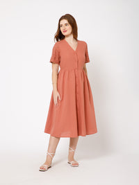 Zeus vintage style Linen Dress - Ellora