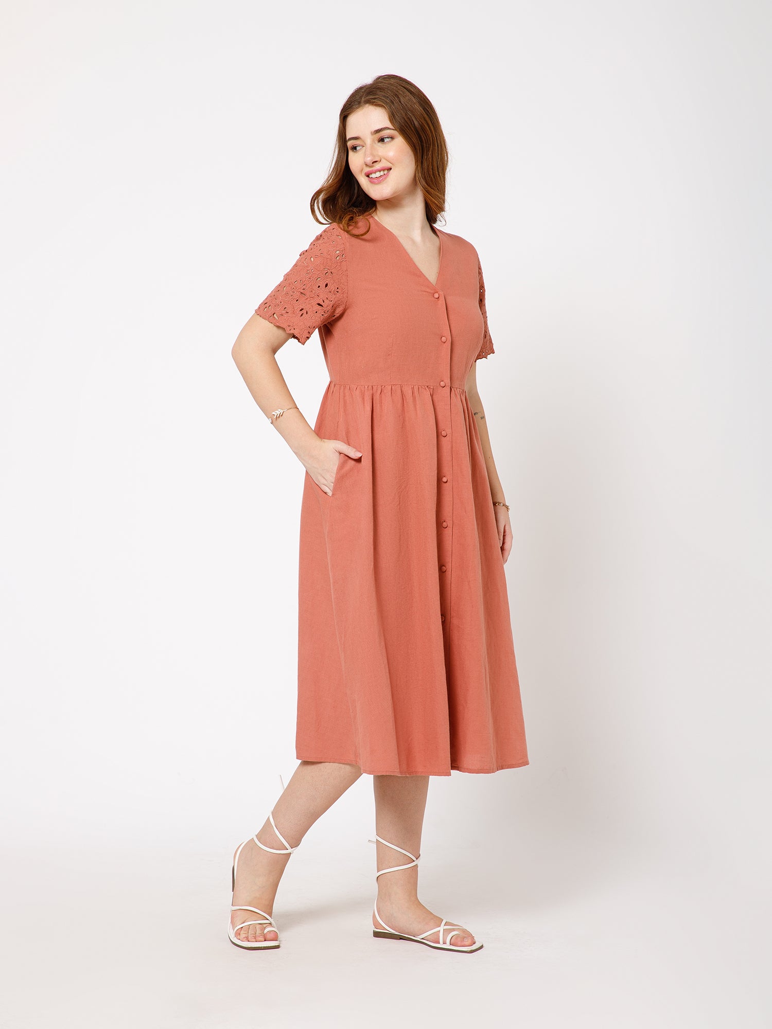 Zeus vintage style Linen Dress - Ellora