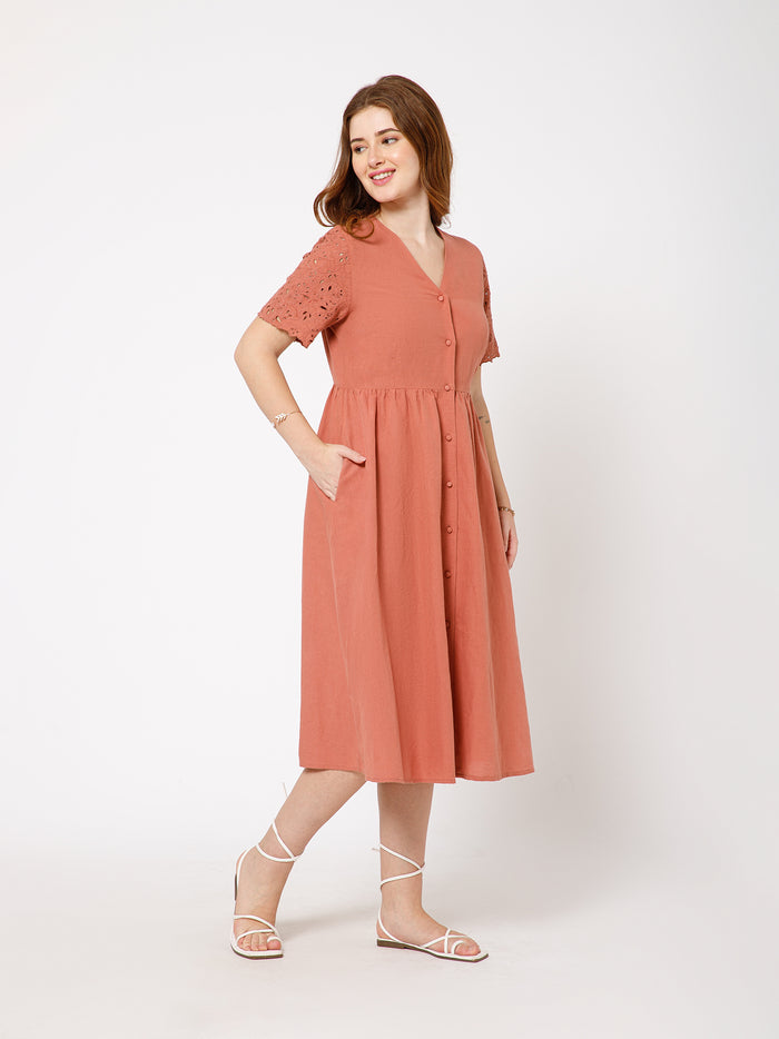 Zeus vintage style Linen Dress - Ellora