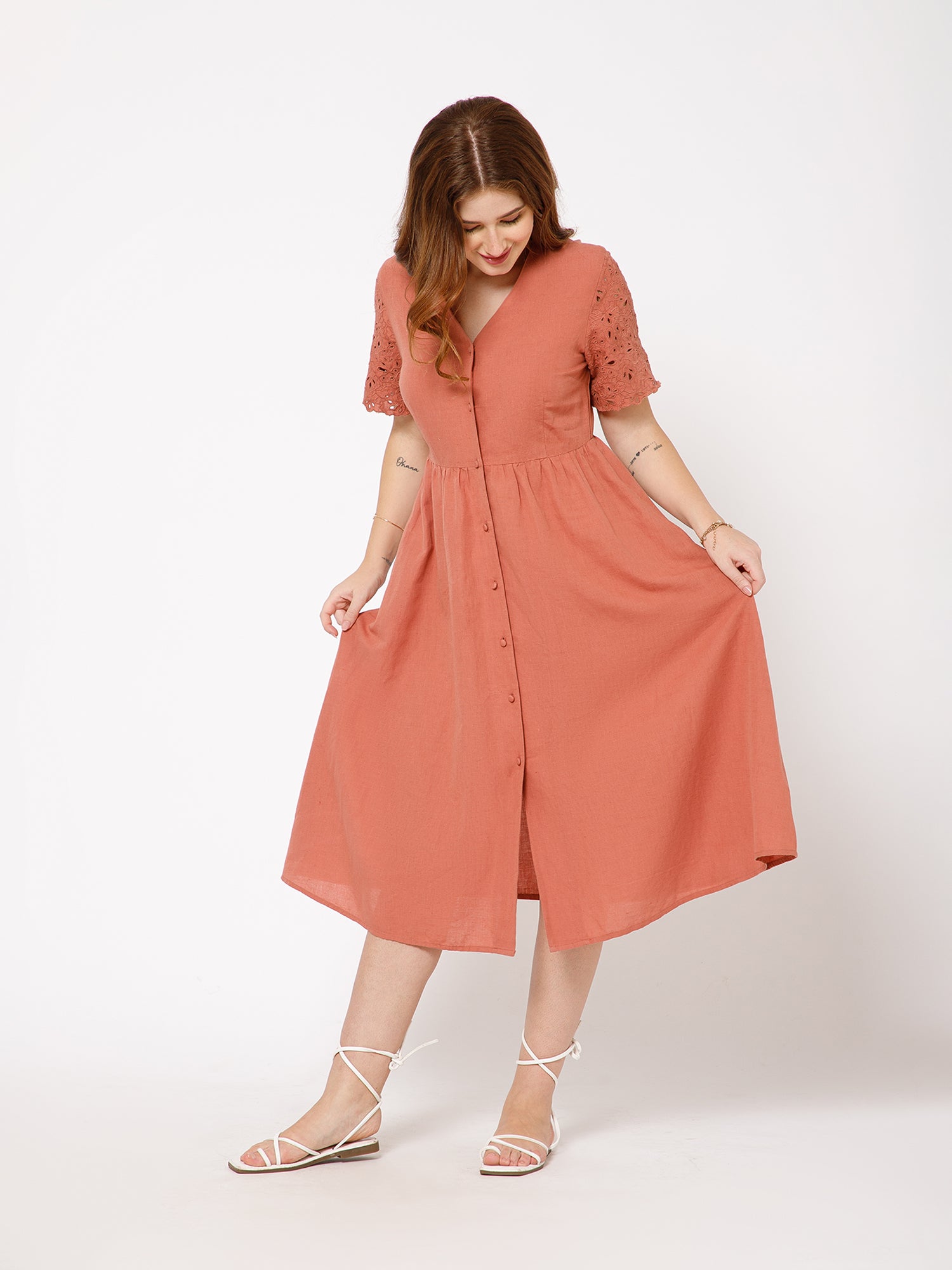 Zeus vintage style Linen Dress - Ellora