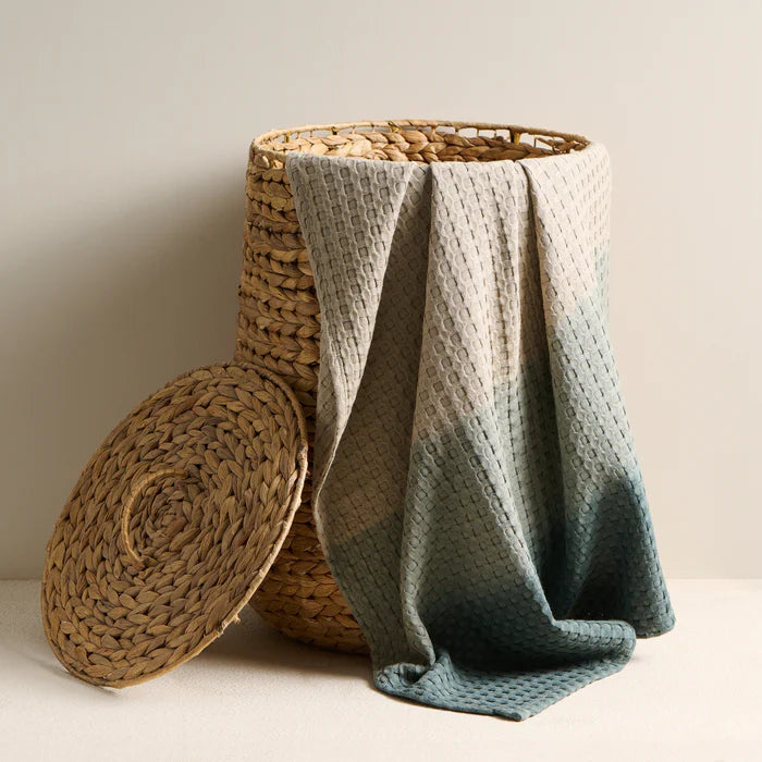 Dip dye textured waffle towel and hand towel set - Ellora